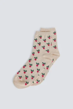 Meias compridas com estampado de rabanetes