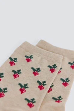 Meias compridas com estampado de rabanetes