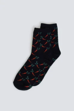 Meias compridas estampado de cenouras