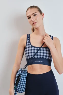 Mini mala a tiracolo estampado vichy azul
