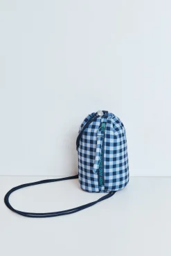 Mini mala a tiracolo estampado vichy azul