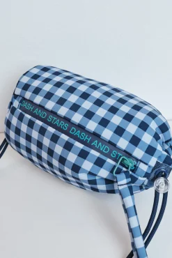 Mini mala a tiracolo estampado vichy azul