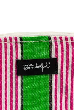 Necessaire com fecho-éclair laranja, verde e roxo