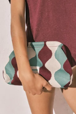 Necessaire grande em jacquard multicolor