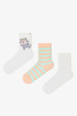 Pack 3 meias soquete gato riscas