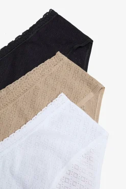 Pack 3 cuecas clássicas cintura alta em pointelle 100% algodão