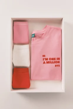 Pack 3 cuecas tanga em algodão rosa, vermelho e branco