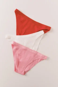 Pack de 3 cuecas clássicas rosa, vermelho e branco