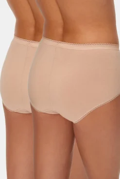 Pack de 2 cuecas de algodão stretch com cintura alta e renda