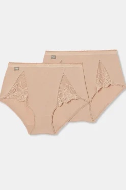 Pack de 2 cuecas de algodão stretch com cintura alta e renda