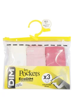 Pack de 3 cuecas de menina em algodão com cintura elástica