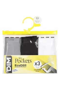Pack de 3 cuecas de menina em algodão com cintura elástica