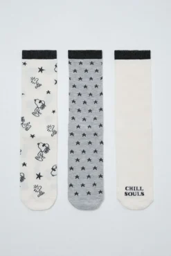 Pack 3 meias compridas estampado Snoopy