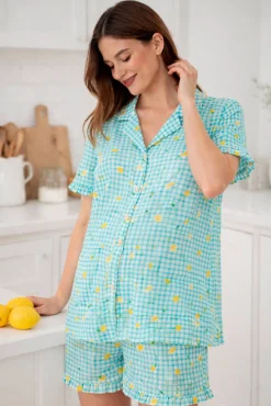 Pack pijama pré-mamã estampado vichy e limões