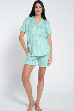 Pack pijama pré-mamã estampado vichy e limões