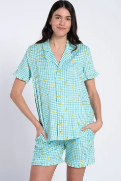 Pack pijama pré-mamã estampado vichy e limões
