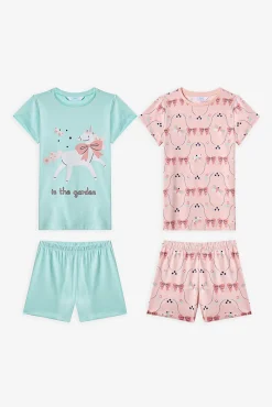 Pack 2 pijamas curtos infantis unicórnio