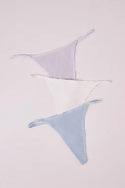 Pack 3 tangas de tiras em algodão melange cinza