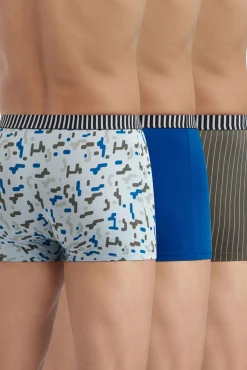 Pacote com 3 boxer de algodão elástico estampado