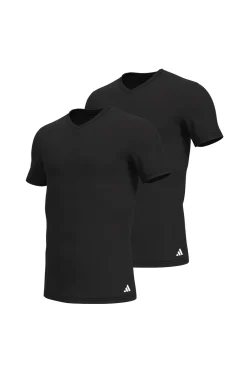 Pacote com 2 camisetas para homem de algodão elástico com gola em bico