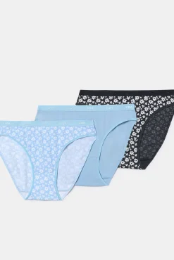 Pacote com 3 cuecas de algodão stretch estampadas Bolsos Algodão