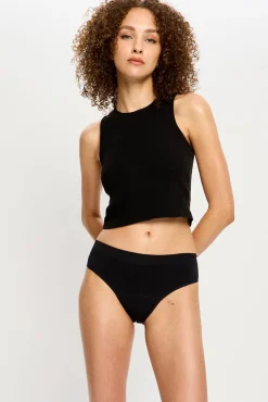 Pacote com 3 cuequinha menstruais para adolescentes sem costura e fluxo intenso, pretas
