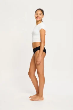 Pacote com 3 cuequinha menstruais para adolescentes sem costura e fluxo intenso, pretas