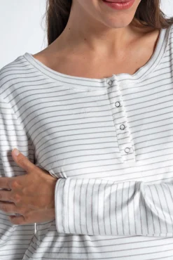 Pacote de pijama de pré-mamã em velour listrado