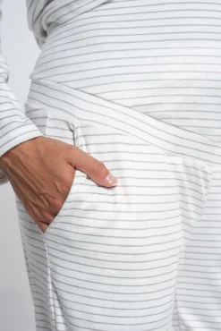 Pacote de pijama de pré-mamã em velour listrado