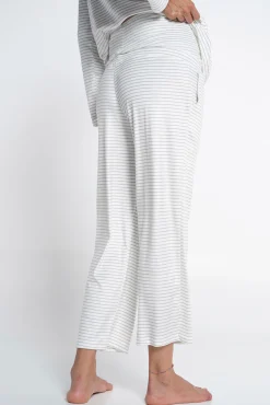 Pacote de pijama de pré-mamã em velour listrado