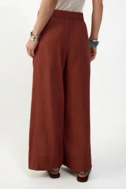 Pantalón ancho de lino lavado