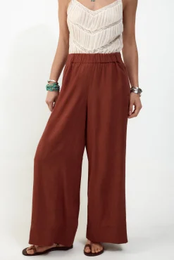 Pantalón ancho de lino lavado