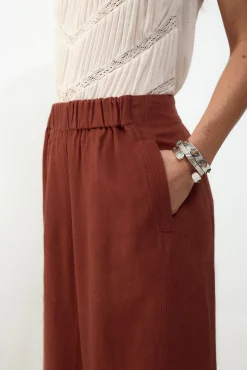 Pantalón ancho de lino lavado