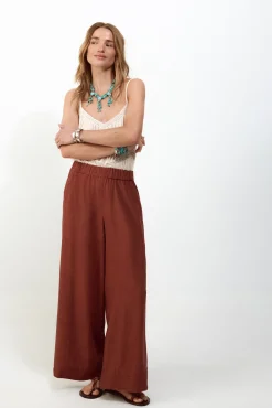 Pantalón ancho de lino lavado