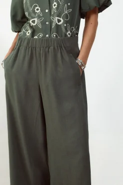Pantalón ancho de lino lavado
