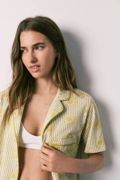 Pijama camiseiro em algodão verde