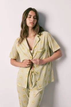Pijama camiseiro em algodão verde