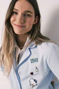 Pijama camiseiro Hello Kitty em algodão azul