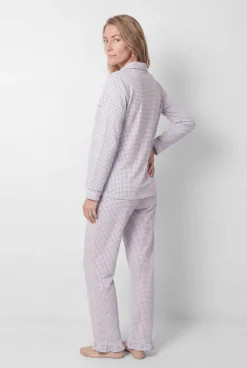 Pijama camiseiro maternity estampado vichy