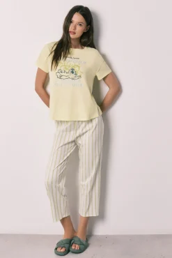 Pijama capri de manga curta Stitch