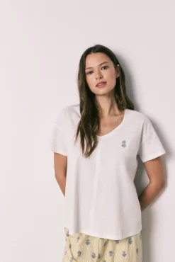 Pijama capri em algodão branco