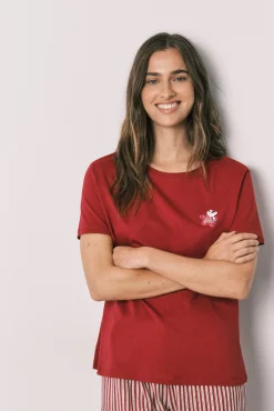 Pijama capri em algodão de riscas Snoopy