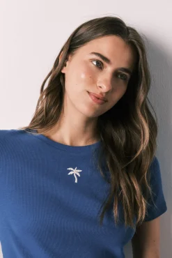 Pijama capri em algodão estampado azul