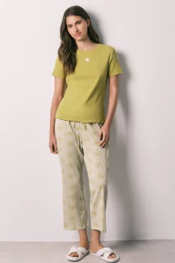 Pijama capri em algodão verde