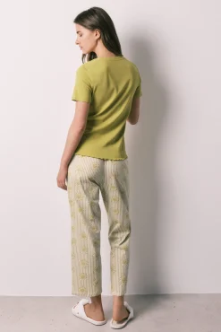 Pijama capri em algodão verde