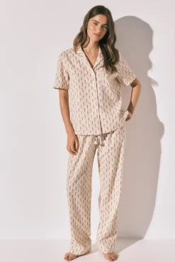 Pijama comprido camiseiro ikat