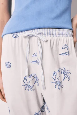 Pijama comprido de alças em algodão azul