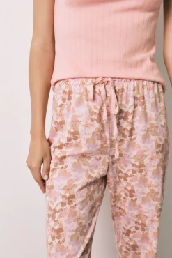 Pijama comprido de manga curta em algodão laranja