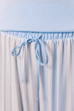 Pijama comprido de manga curta em algodão e viscose azul