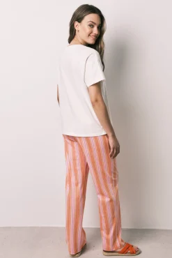 Pijama comprido em algodão com riscas Pantera Cor-de-Rosa